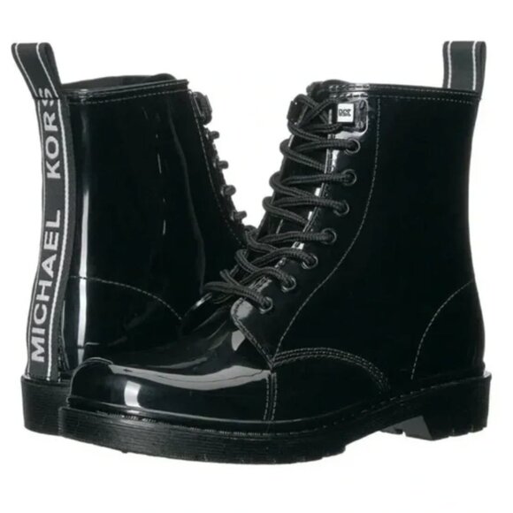 NIB Michael Kors Tavie Women’s RainBootie Black Waterproof Ankle Boots - Picture 1 of 3